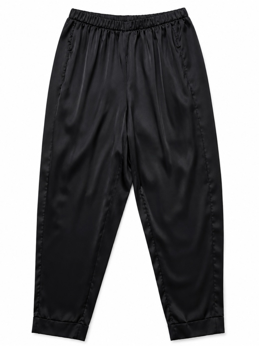 Lysse Satin Cuffed Cropped Pants – Black – Size Small